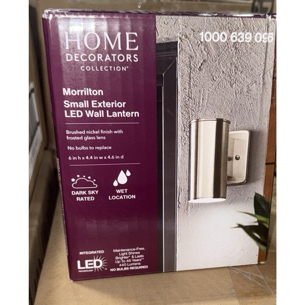 Brushed Nickel LED Wall Lantern - Home Decorators - Morrilton (NIB) Retail 72.98